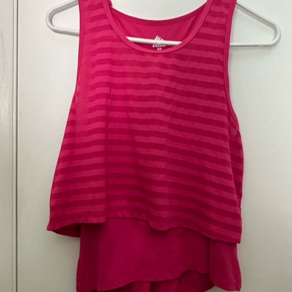 RBX Bright Pink Layered Stripe Athletic Tank